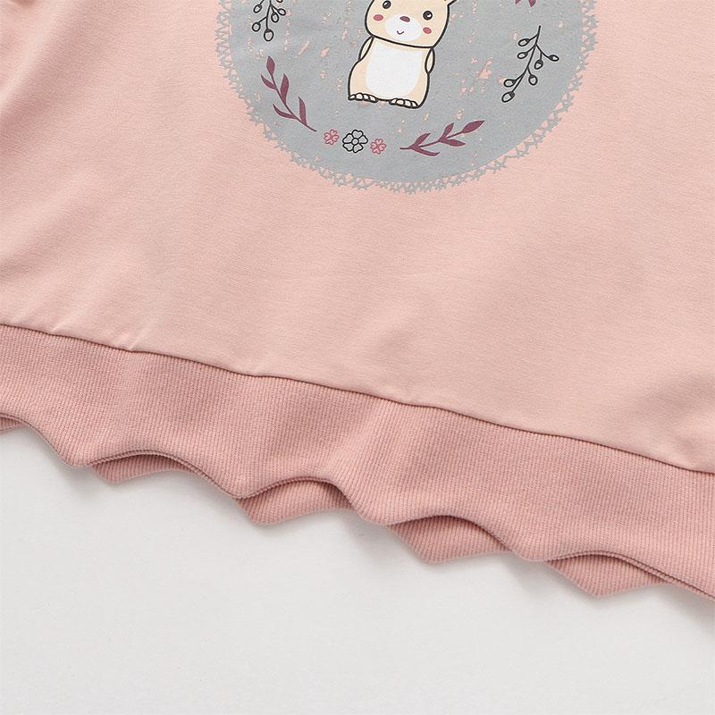 Kawaii Bow Tie Bunny Print Sweatshirt