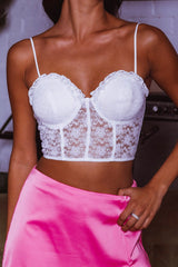 Maryann Frill & Lace Bustier Top White