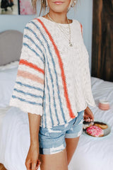 Lilipretty Casual Flared Sleeve Striped Sweater