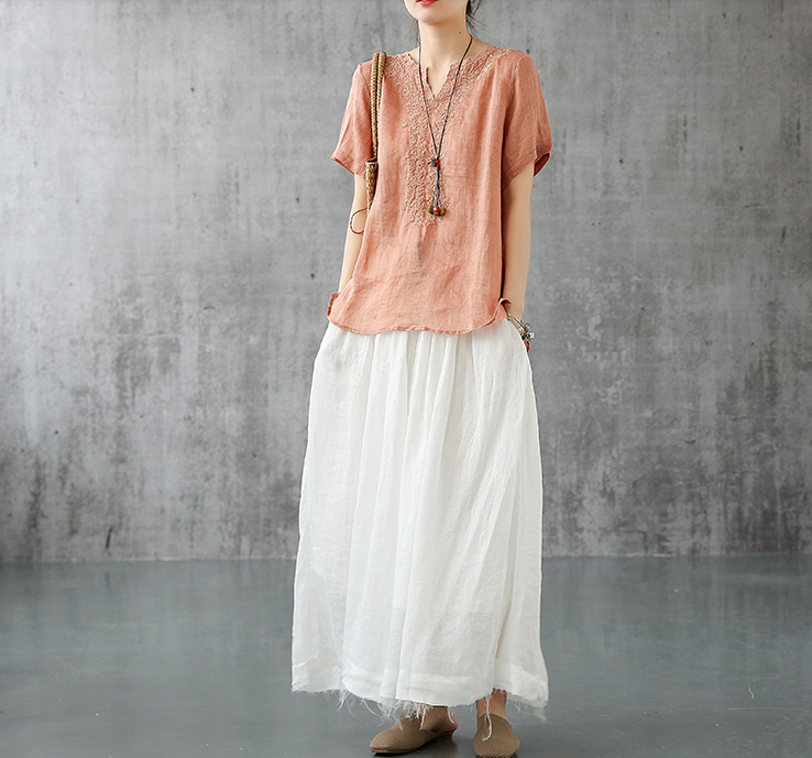 Casual Cotton Linen loose fitting Women's Skirts DZA2007301