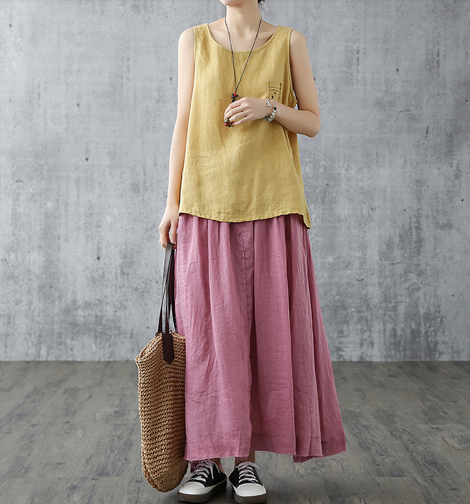 Casual Cotton Linen loose fitting Women's Skirts DZA2007301