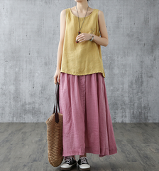 Casual Cotton Linen loose fitting Women's Skirts DZA2007301