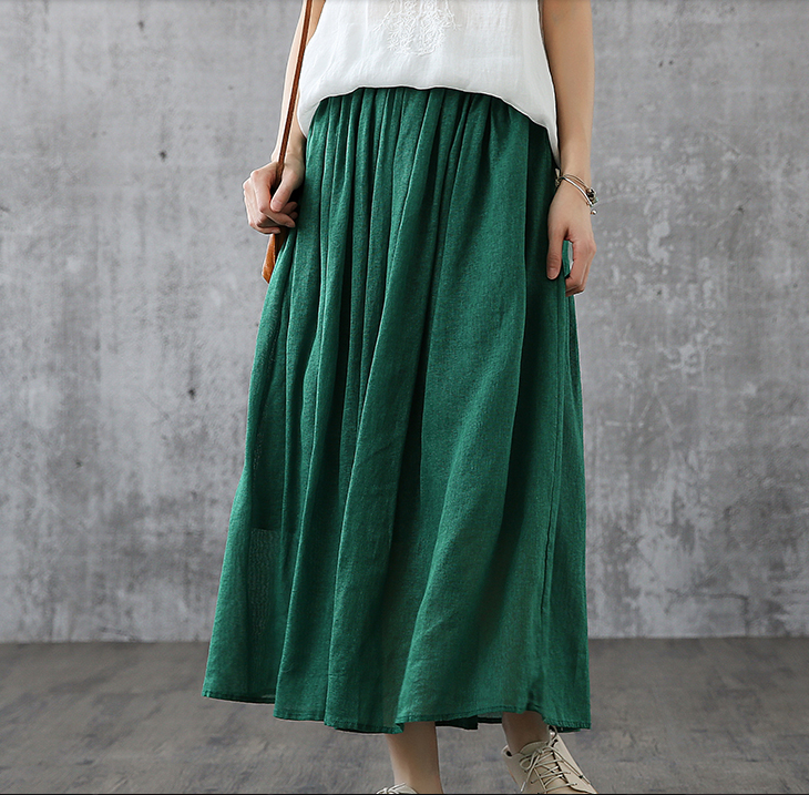 Casual Cotton Linen loose fitting Women's Skirts DZA200841