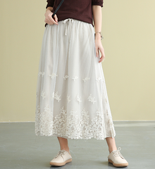 Casual polyester Cotton Cut out embroidery loose fitting Women's Skirts DZA2007191