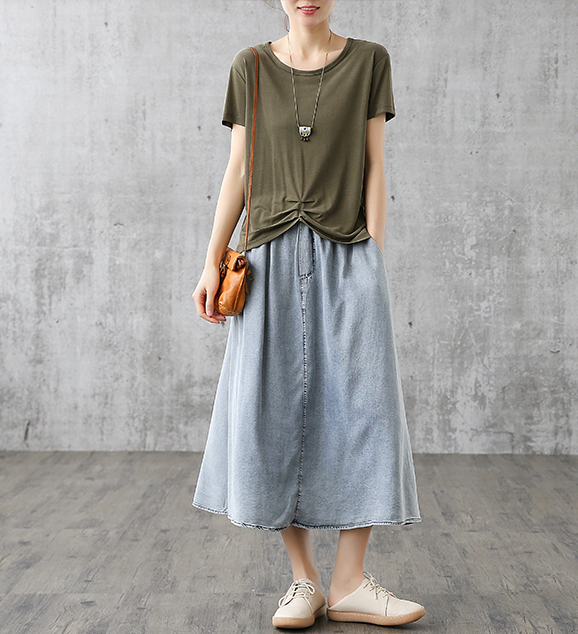 Casual Cotton Linen loose fitting Women's Skirts DZA200843