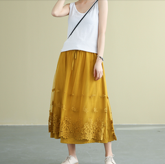 Casual polyester Cotton Cut out embroidery loose fitting Women's Skirts DZA2007191