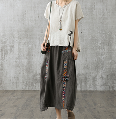 Casual Cotton Linen loose fitting Women's Skirts DZA200842