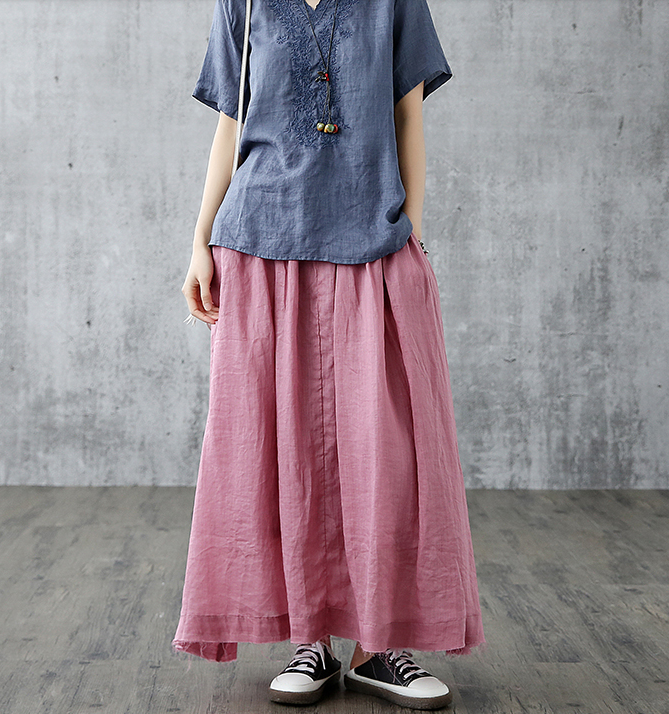 Casual Cotton Linen loose fitting Women's Skirts DZA2007301