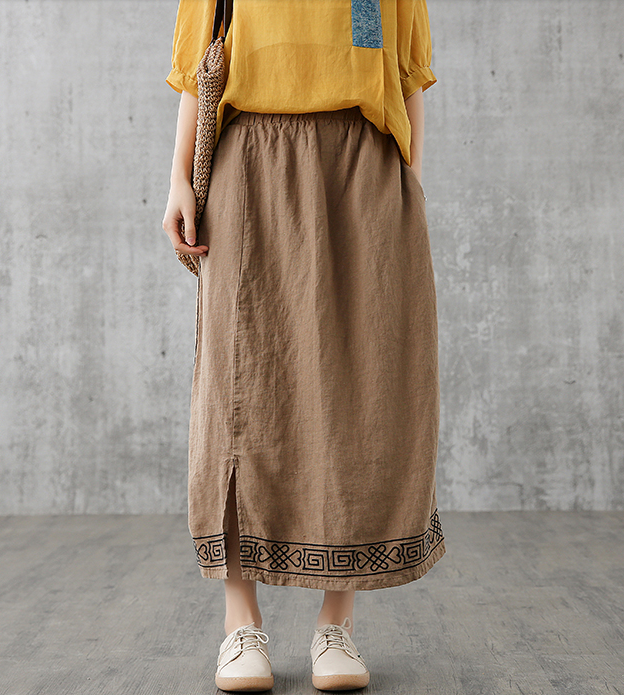 Casual Linen loose fitting Women's Skirts DZA200845