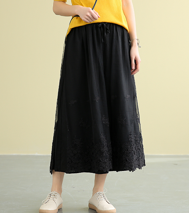 Casual polyester Cotton Cut out embroidery loose fitting Women's Skirts DZA2007191