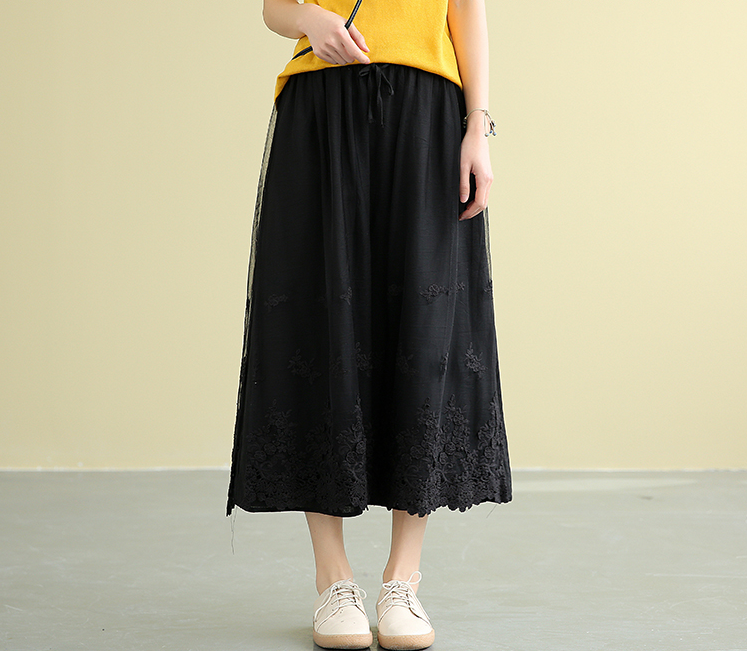 Casual polyester Cotton Cut out embroidery loose fitting Women's Skirts DZA2007191