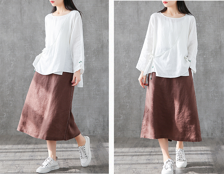 Casual Linen loose fitting Women's Skirts DZA2006135