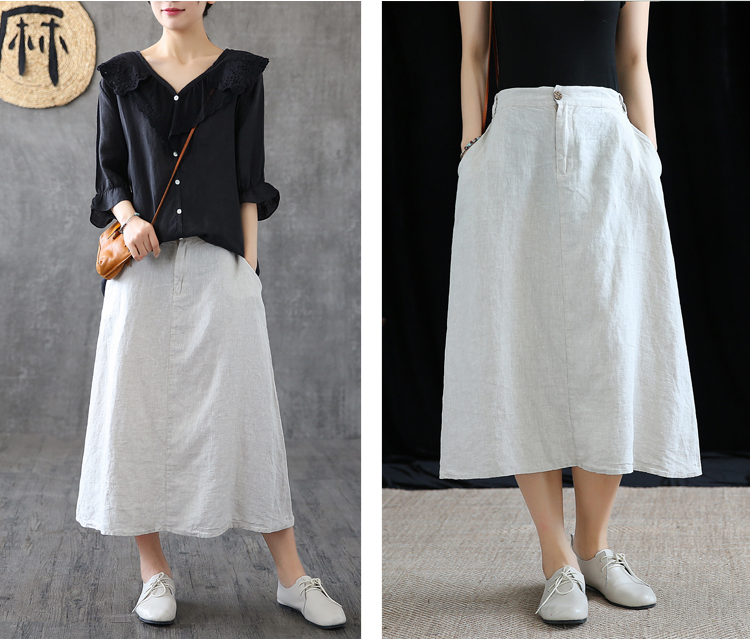 Casual Linen  loose fitting Women's Skirts  DZA200623