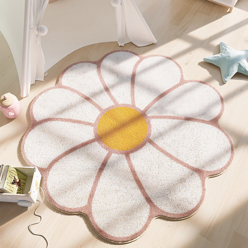 Flower Rug for Living Room Nordic Smiley Flower Carpet Bedroom Bedside Area Rug Plush Floor Mat Home Decor Non-slip Bath Mat