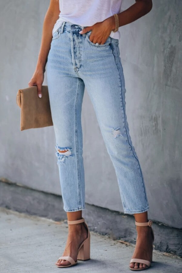 Fashion Casual Broken Holes Stretch Jeans