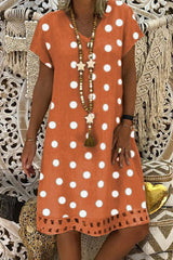 Fashion Casual V Neck Polka Dot Dress