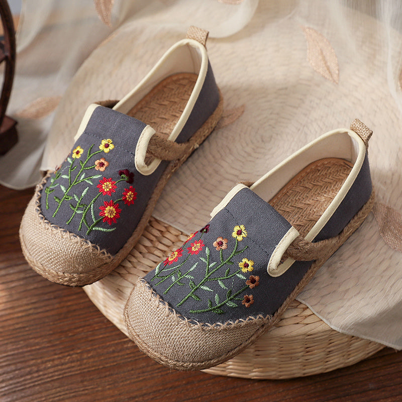 Embroidery Woven bohemian Style Loafer Flat Shoe