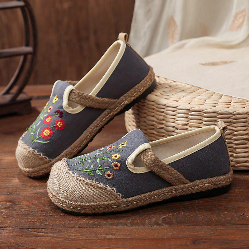 Embroidery Woven bohemian Style Loafer Flat Shoe