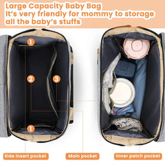 4-in-1 Backpack - Crib, Diaper Bag, Sun Shade & USB Integration