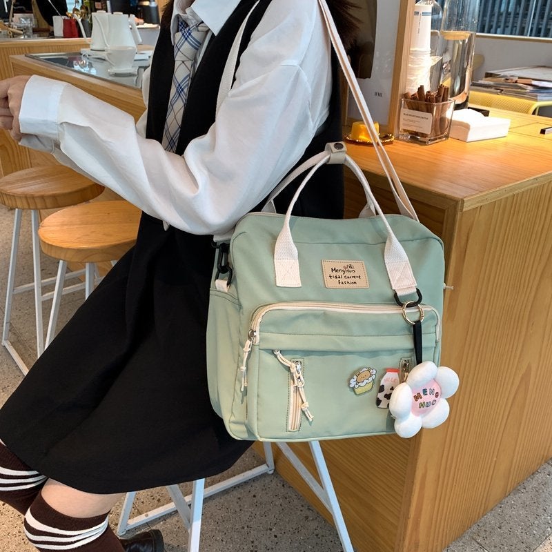 Preppy Style Floral Schoolbag Multifunction Backpack