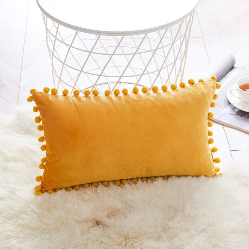 The Luxe Pom Pom Velvet Pillow Cover