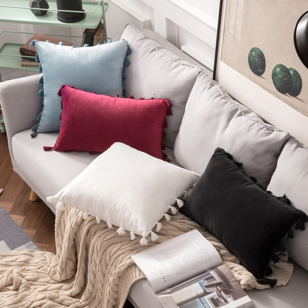 The Boho Velvet Tassel Pillow Cover Collection