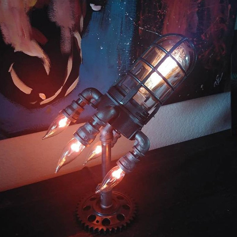 ArtZ® Steampunk-Raketen-Tischlampe