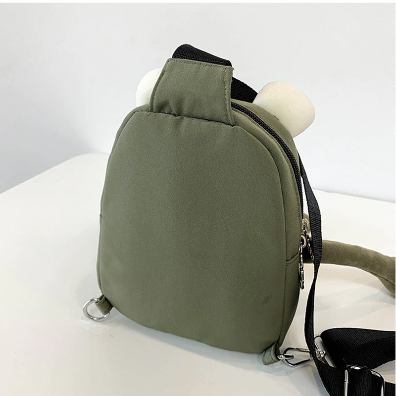 Cute Frog Zipper Canvas Crossboby Bag