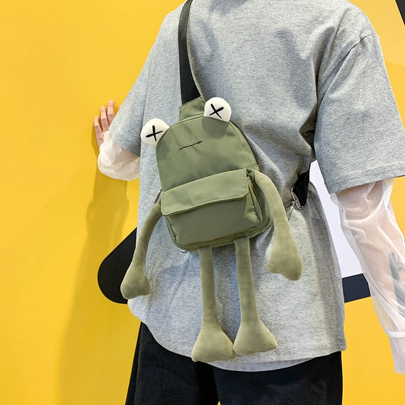 Süße Frosch-Reißverschluss-Canvas-Crossboby-Tasche