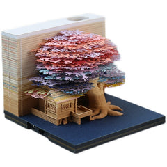 Omoshiroi Block Tree House Model Notepad 3D Memo Pad