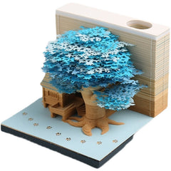 Omoshiroi Block Tree House Model Notepad 3D Memo Pad