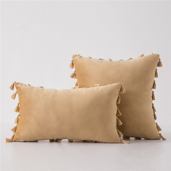 The Boho Velvet Tassel Pillow Cover Collection