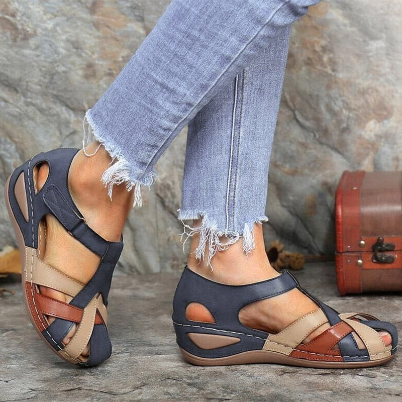 Sandalias Wenkouban para Mujer, Sandalias de tacón de colores combinados, zapatos de verano para Mujer, cuñas de gladiador, Sandalias informales para Mujer, zapatos de plataforma para Mujer