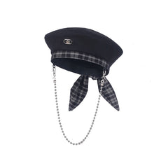 Harajuku Chain Plaid Beret