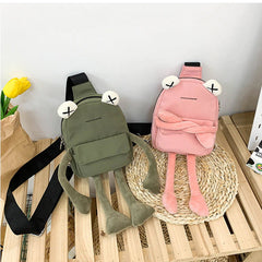 Cute Frog Zipper Canvas Crossboby Bag