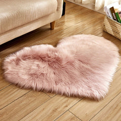 Bedroom Floor Mat Plush Soft Faux Fur Heart Shaped