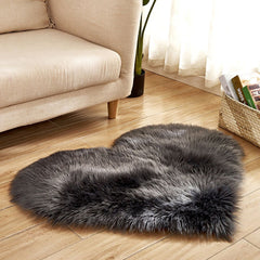 Bedroom Floor Mat Plush Soft Faux Fur Heart Shaped