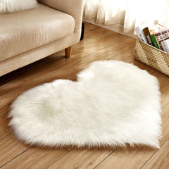 Bedroom Floor Mat Plush Soft Faux Fur Heart Shaped