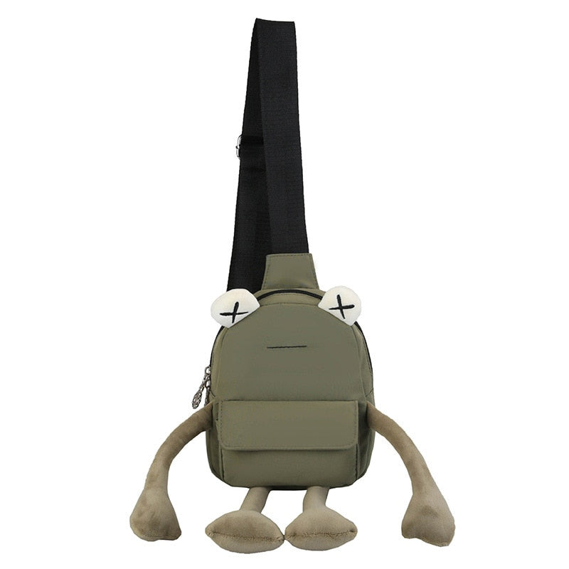 Cute Frog Zipper Canvas Crossboby Bag