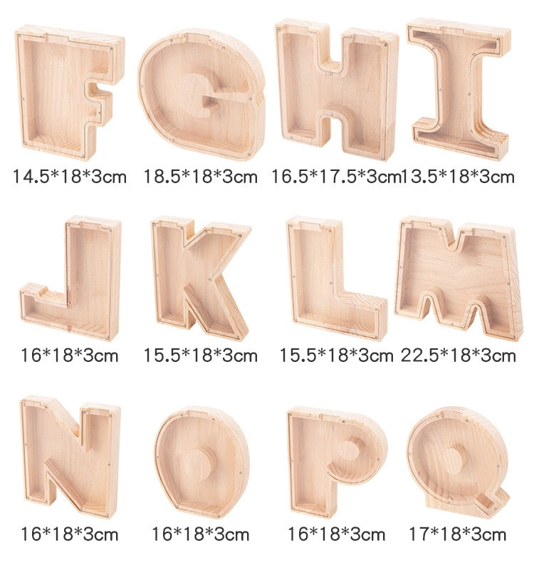 🔥 Last Day Promotion - Wooden Letter Piggy Bank - Gift For Kids