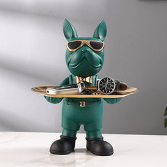 ArtZ® Zu Ihren Diensten Bulldoggenskulptur und Tablett