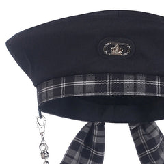 Harajuku Chain Plaid Beret