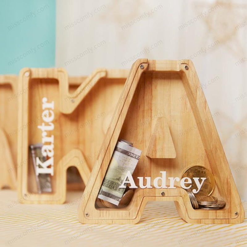 🔥 Last Day Promotion - Wooden Letter Piggy Bank - Gift For Kids