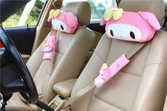 Kuromi My Melody inspirado en el reposacabezas del cuello del coche, almohadas, fundas para cinturones de seguridad, accesorios