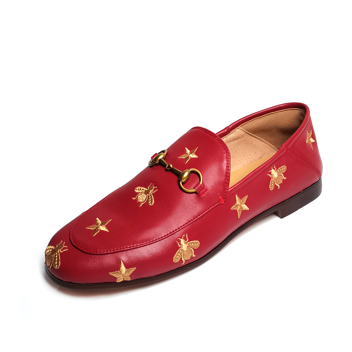 Klassische Damen-Loafer aus Leder mit Biene und Stern