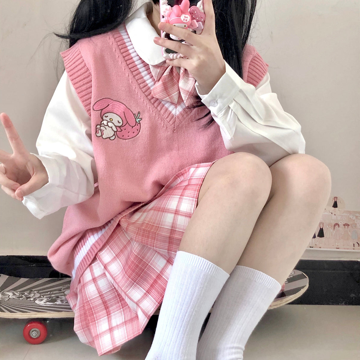 Cute My Melody Inspired Oversized Pink Vest