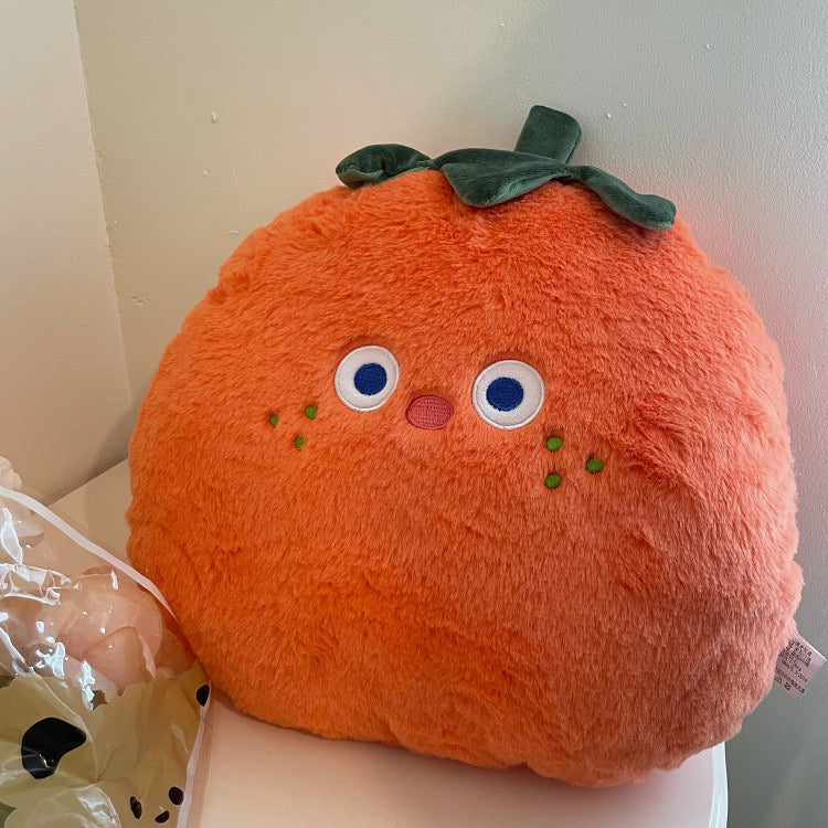 Cute Surprised Shocked Tangerine Orange & Peachy Plush Cushion