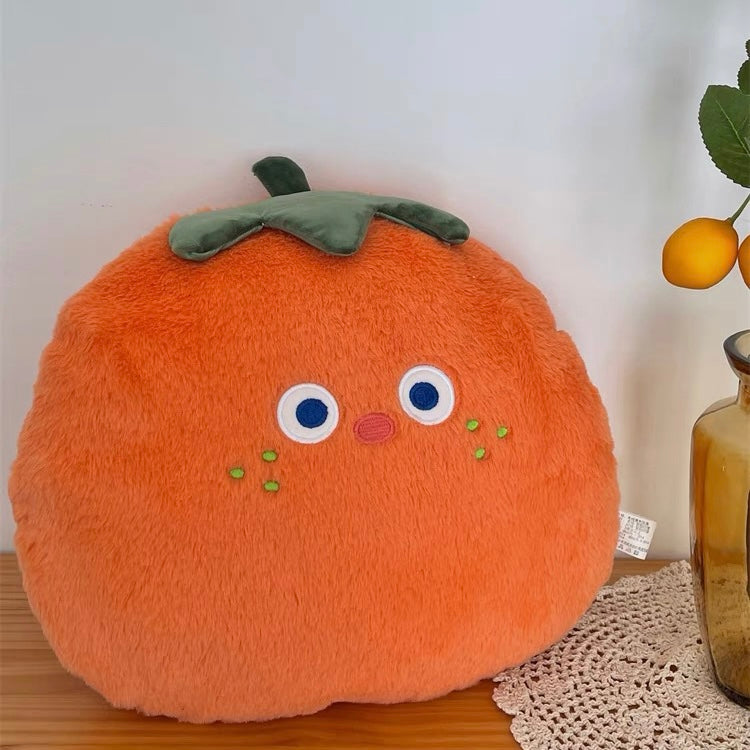 Cute Surprised Shocked Tangerine Orange & Peachy Plush Cushion