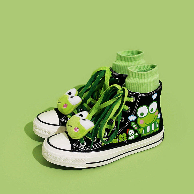 Niedlicher Kawaii-Frosch-High-Top-Leinwand