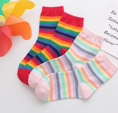 Women's Stripes Cute Rainbow Socks 2 pairs